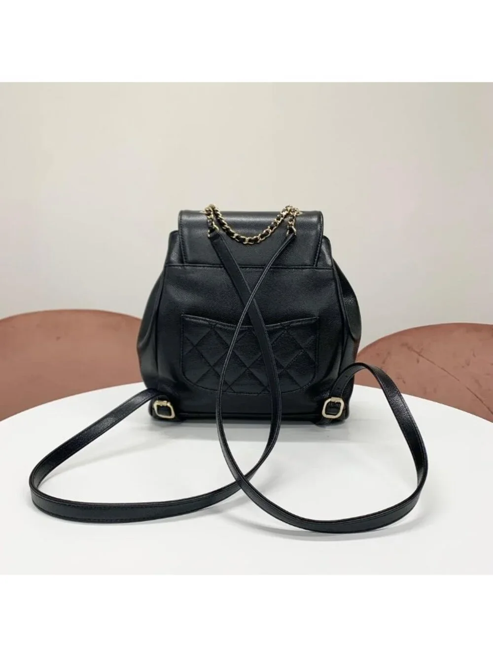 Chanel Quilted Caviar Leather Chain Backpack